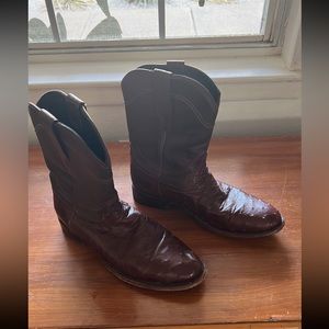 Tecovas Duke Mahogany ostrich cowboy boots men’s 9